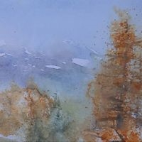 Herbstliches Motiv in Aquarell