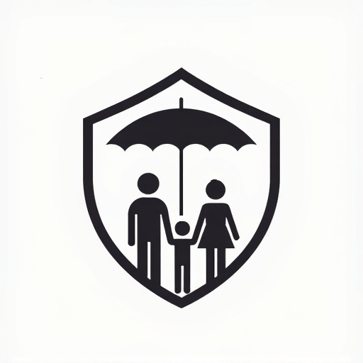 Eine Familie unter einem Schirm